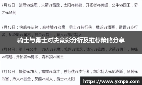 骑士与勇士对决竞彩分析及推荐策略分享